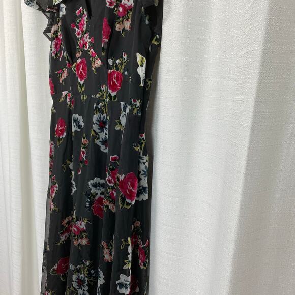ModCloth x Anna Sui Black&Pink Floral Velvet Burnout Maxi Dress Sz.4 - Picture 10 of 16